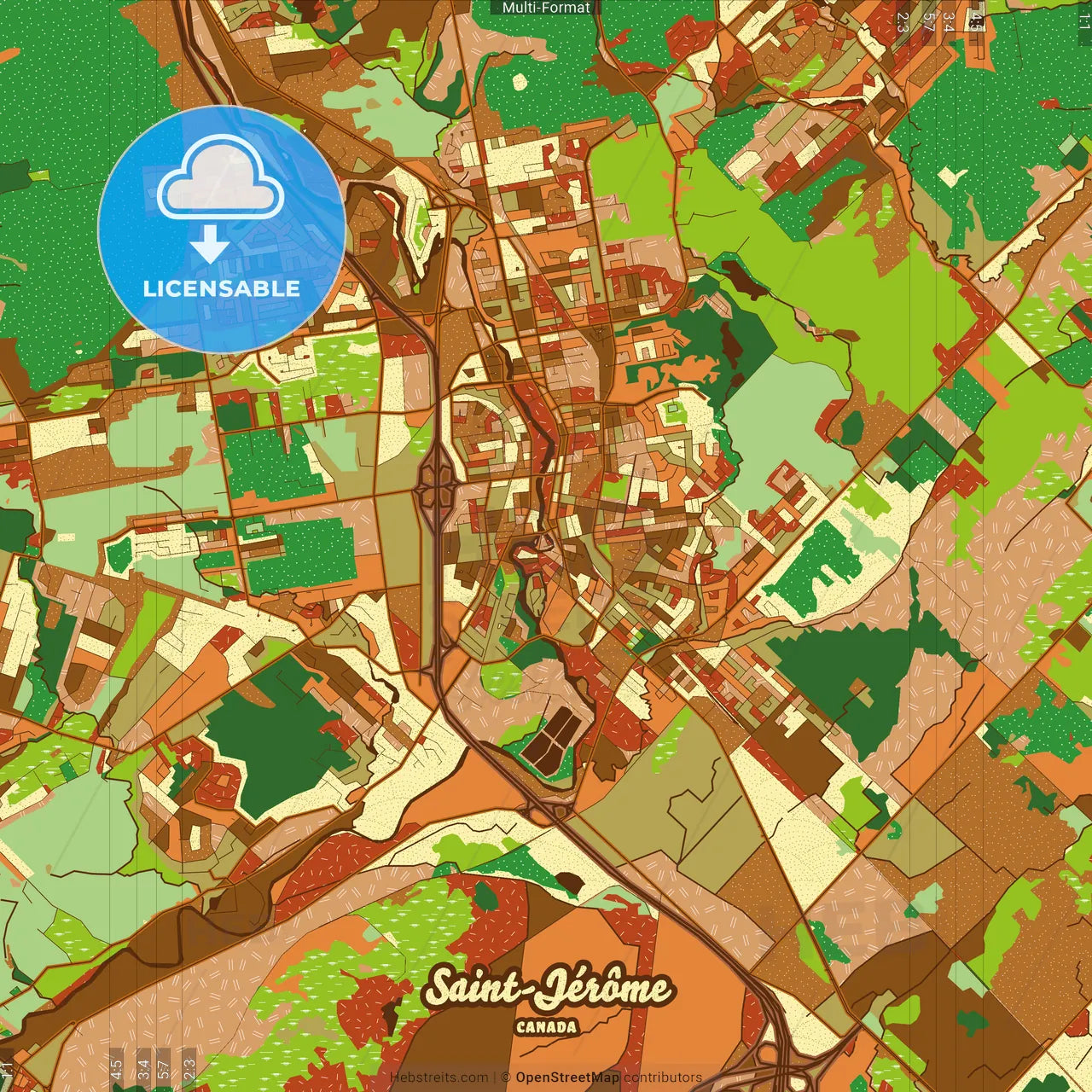 Saint-Jérôme Canada Farmhouse Poster Art Map Template