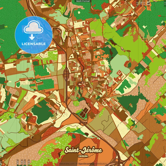 Saint-Jérôme Canada Farmhouse Poster Art Map Template