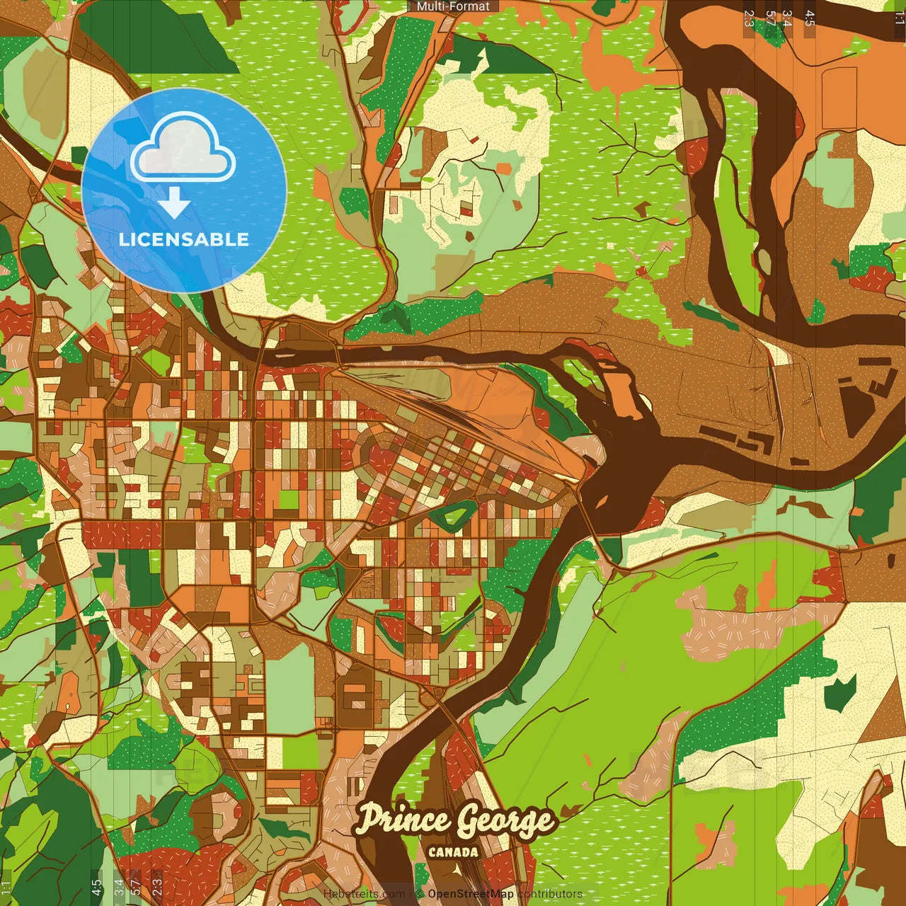 Prince George Canada Farmhouse Poster Art Map Template