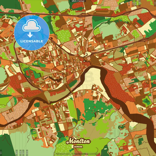 Moncton Canada Farmhouse Poster Art Map Template