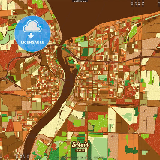 Sarnia Canada Farmhouse Poster Art Map Template