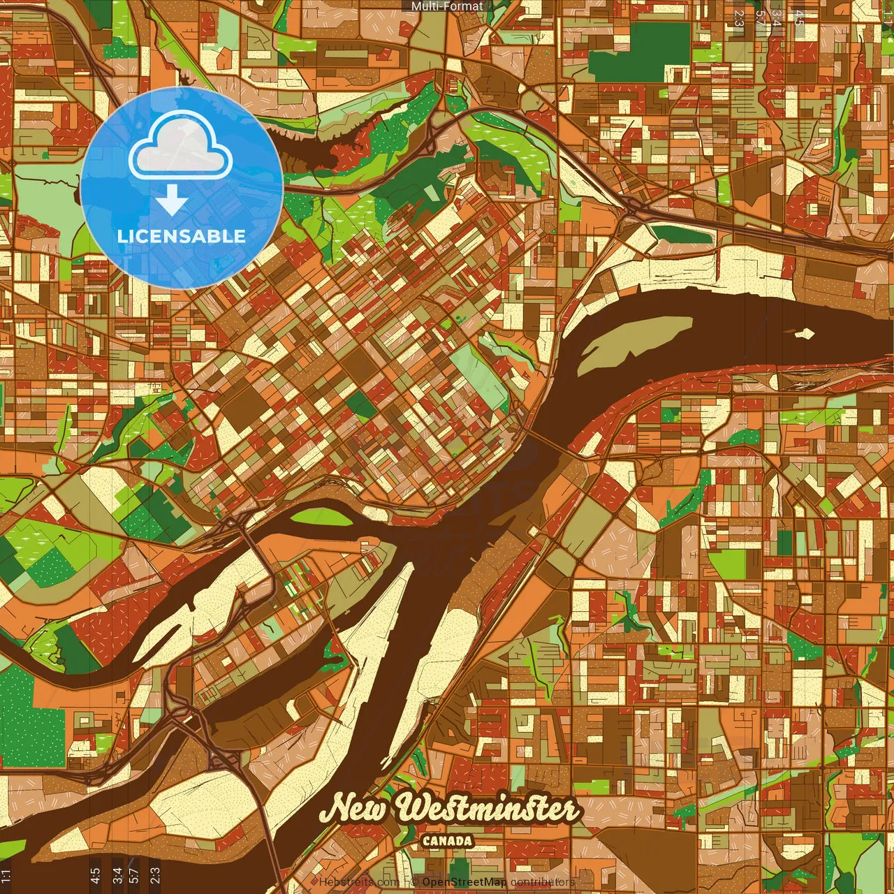 New Westminster Canada Farmhouse Poster Art Map Template