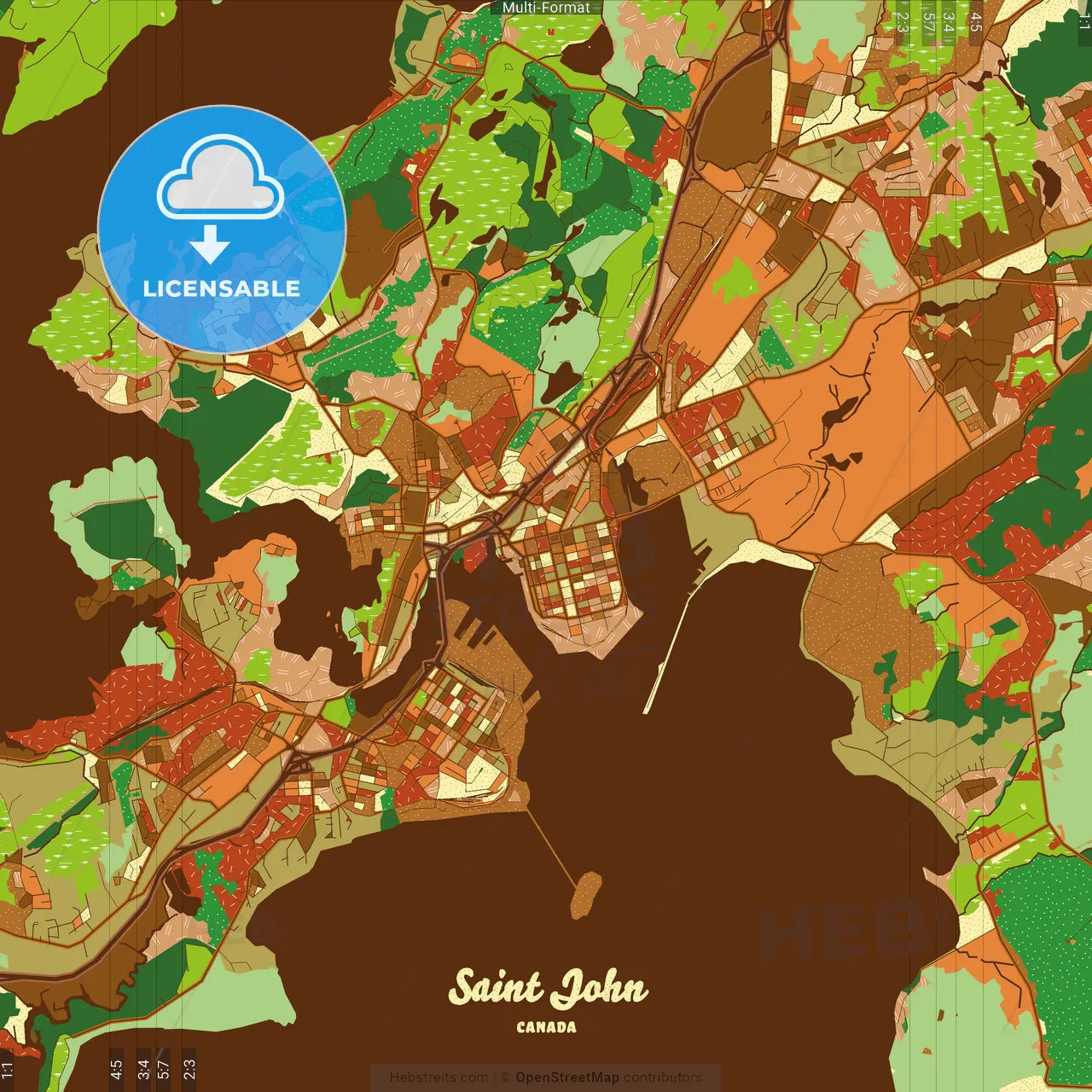 Saint John Canada Farmhouse Poster Art Map Template