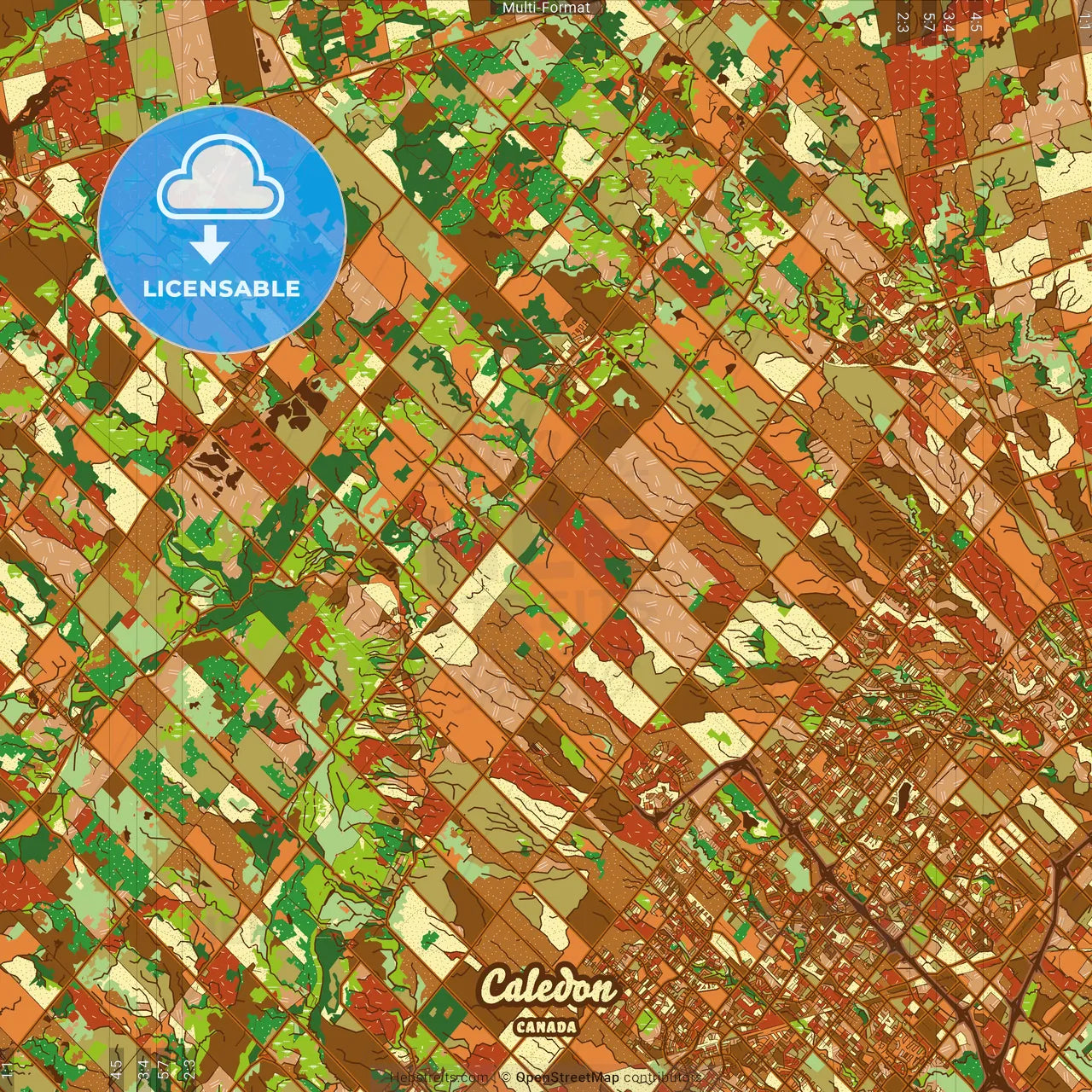 Caledon Canada Farmhouse Poster Art Map Template