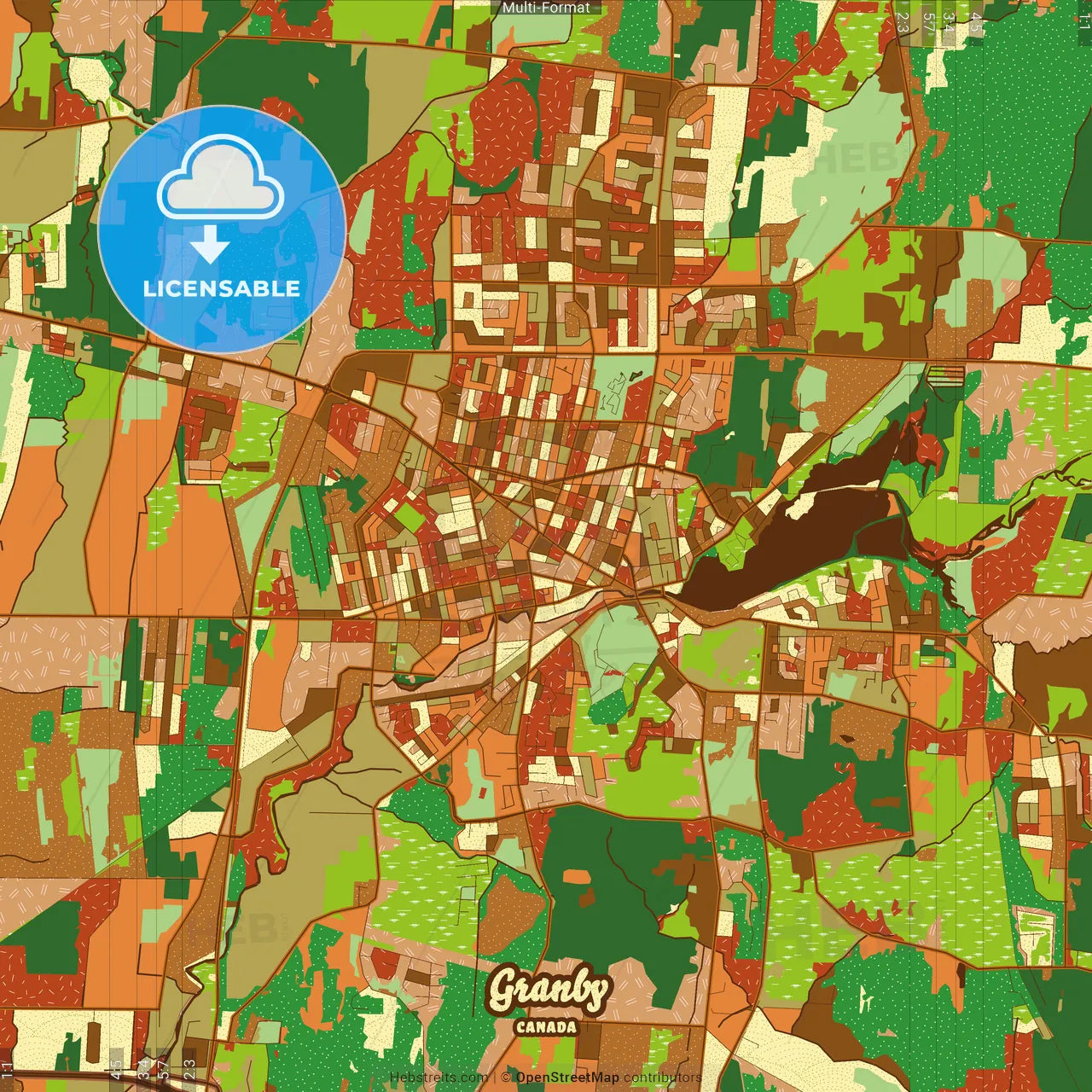 Granby Canada Farmhouse Poster Art Map Template