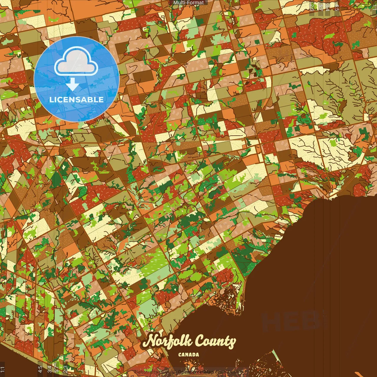 Norfolk County Canada Farmhouse Poster Art Map Template