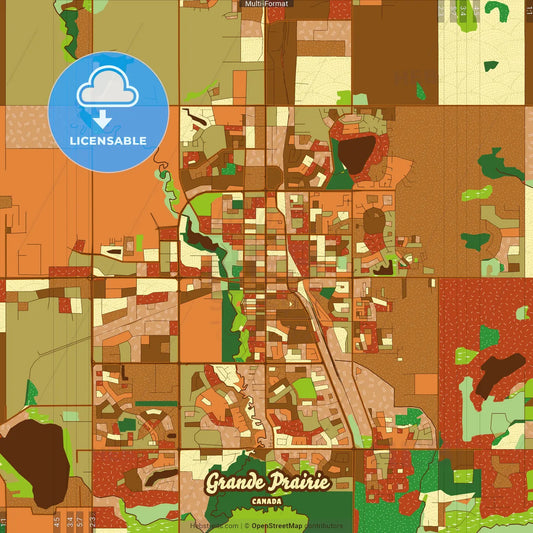 Grande Prairie Canada Farmhouse Poster Art Map Template