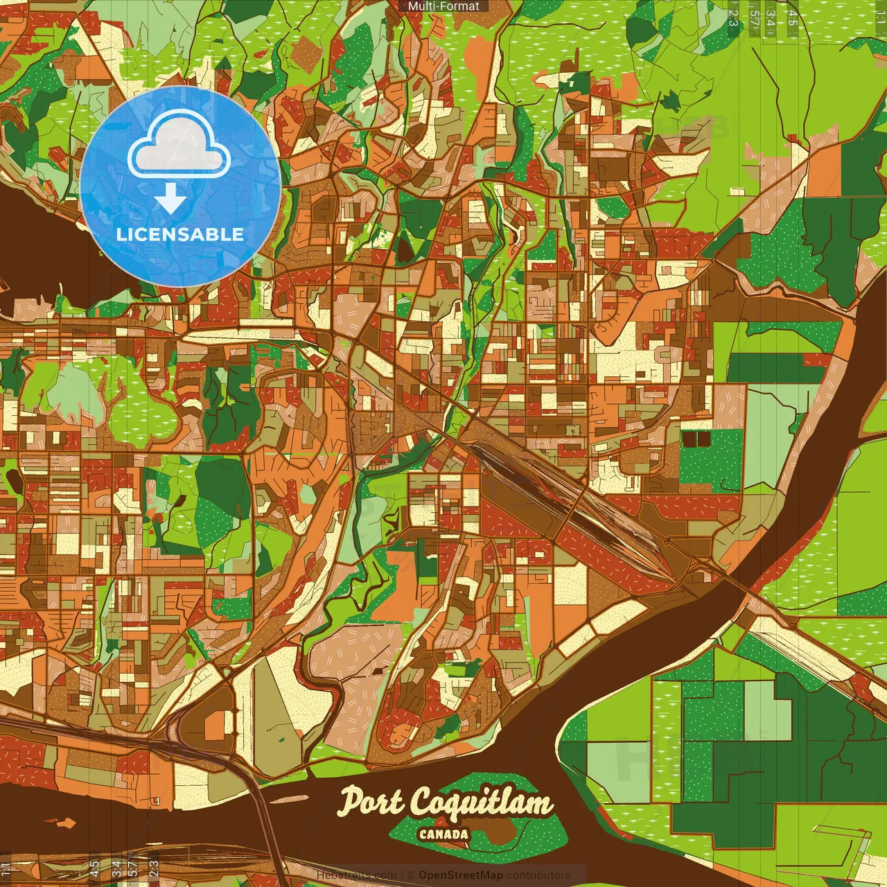 Port Coquitlam Canada Farmhouse Poster Art Map Template