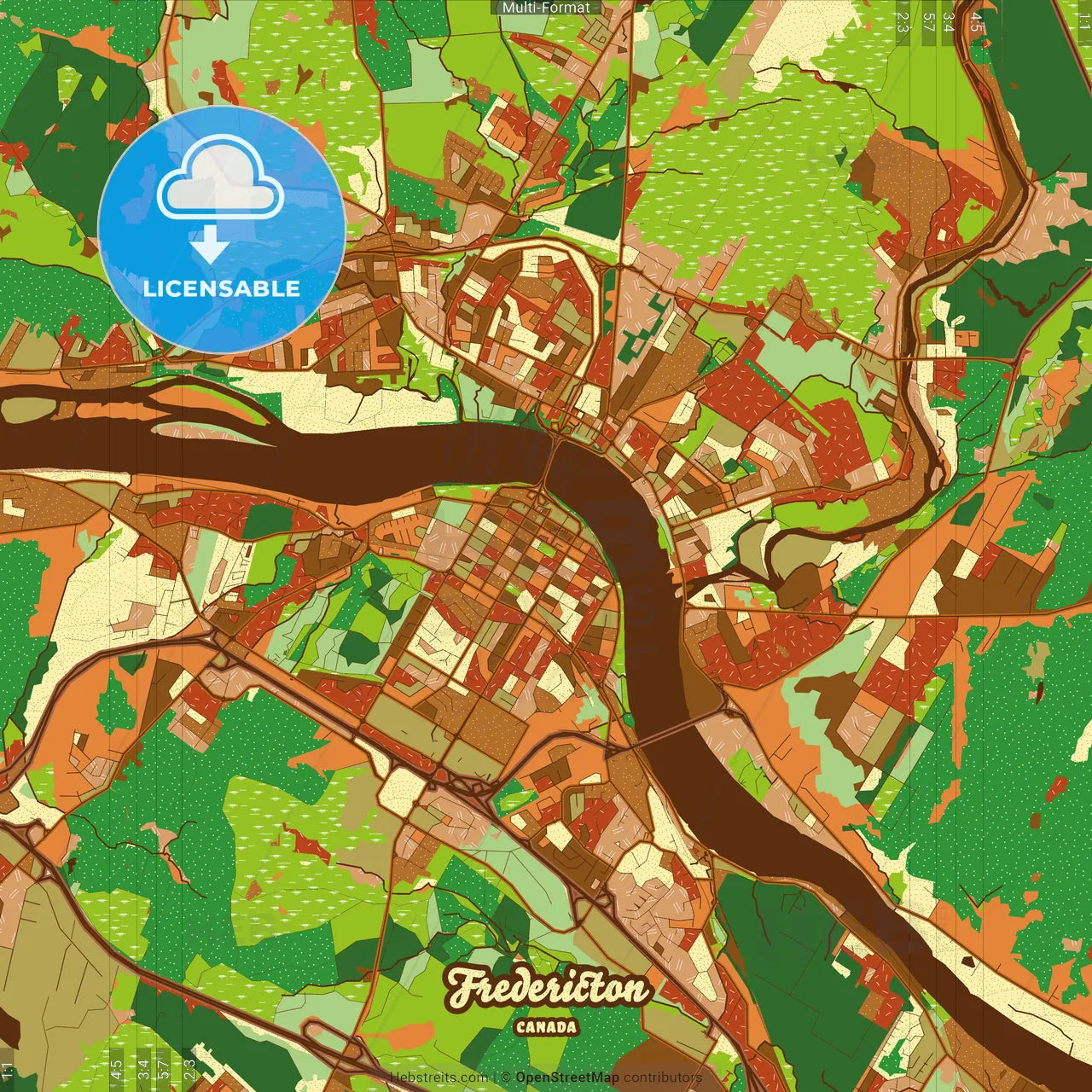 Fredericton Canada Farmhouse Poster Art Map Template