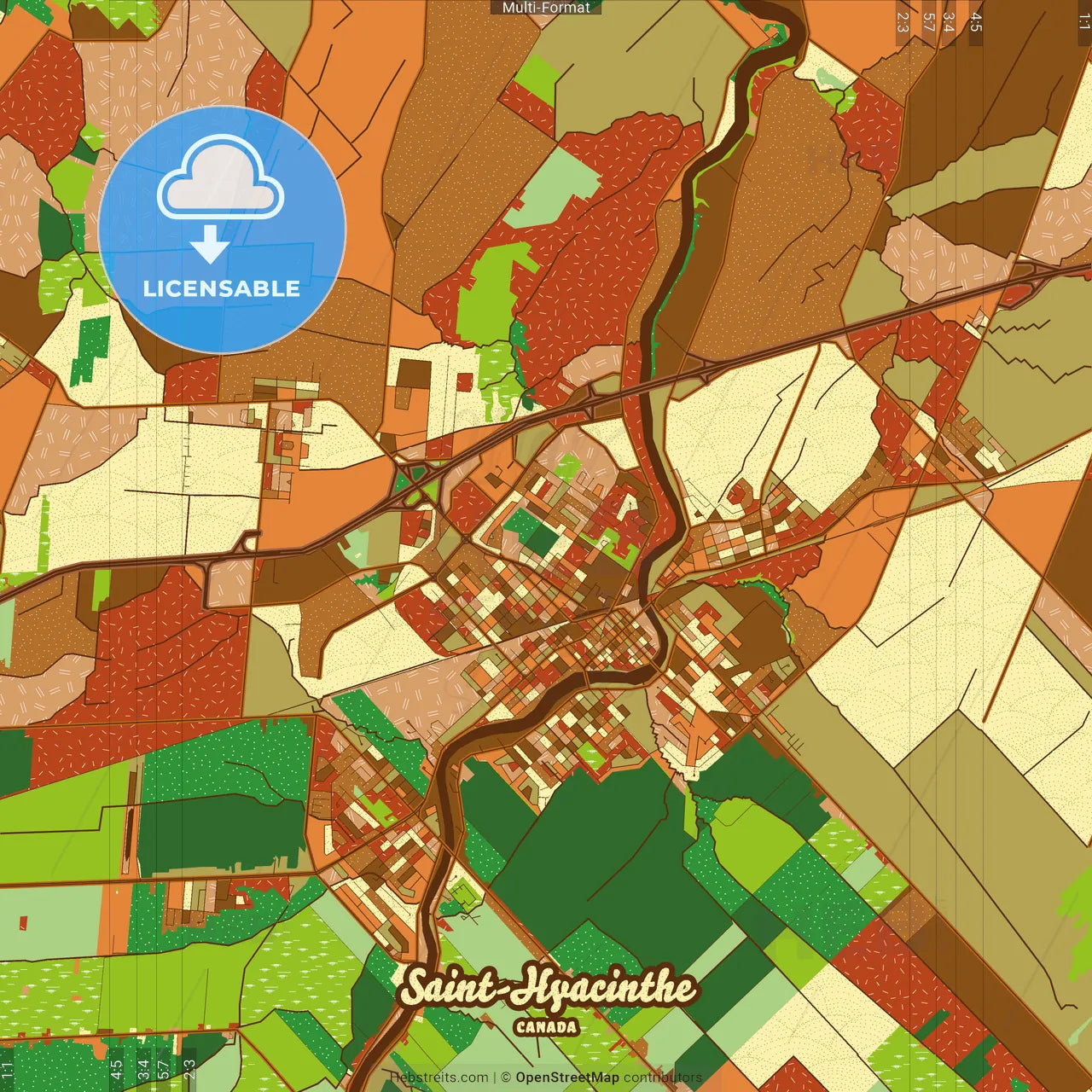 Saint-Hyacinthe Canada Farmhouse Poster Art Map Template