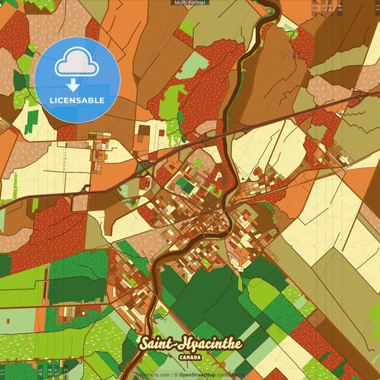 Saint-Hyacinthe Canada Farmhouse Poster Art Map Template