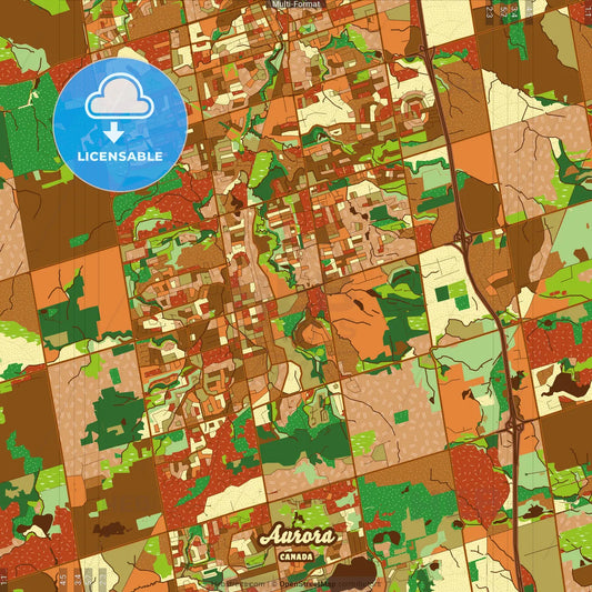 Aurora Canada Farmhouse Poster Art Map Template