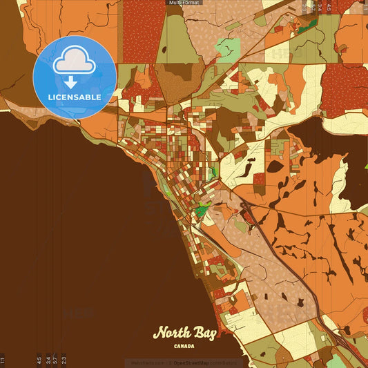 North Bay Canada Farmhouse Poster Art Map Template