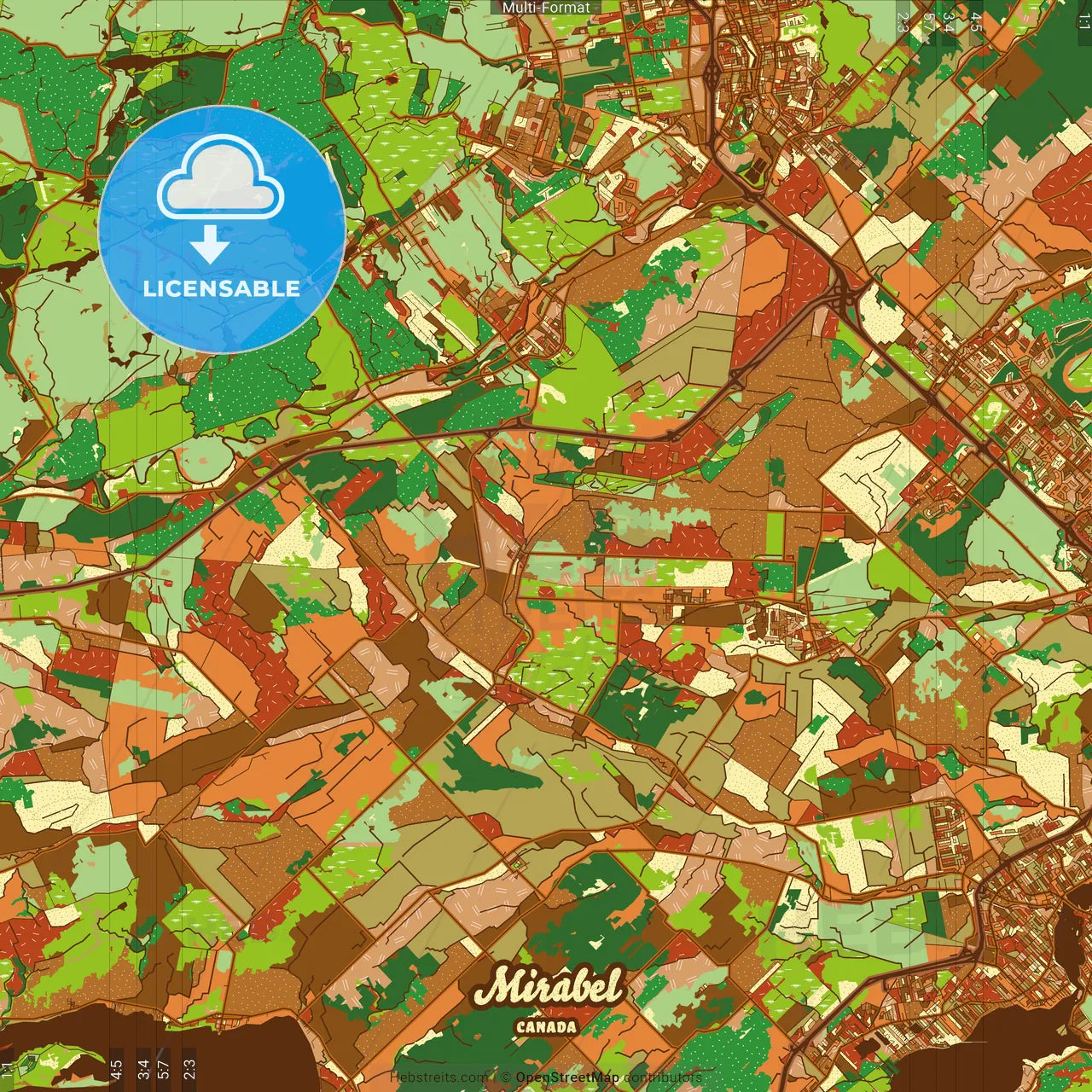 Mirabel Canada Farmhouse Poster Art Map Template