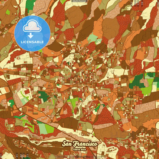 San Francisco Costa Rica Farmhouse Poster Art Map Template