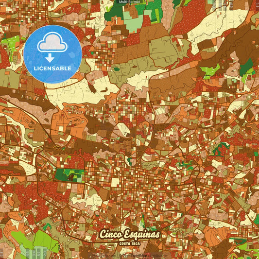 Cinco Esquinas Costa Rica Farmhouse Poster Art Map Template