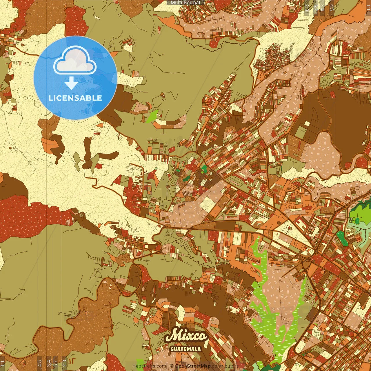 Mixco Guatemala Farmhouse Poster Art Map Template