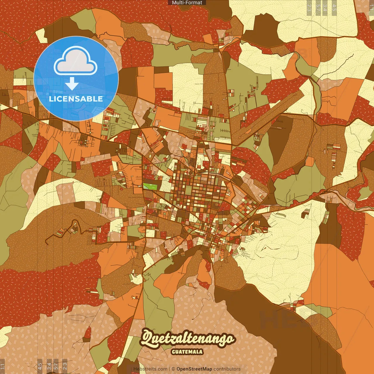 Quetzaltenango Guatemala Farmhouse Poster Art Map Template