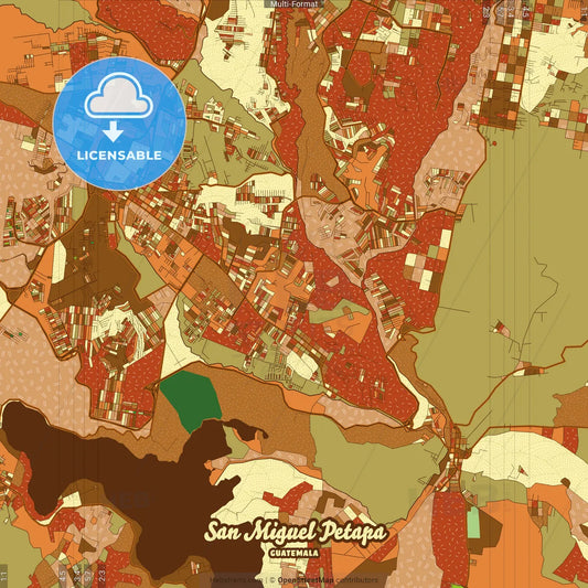 San Miguel Petapa Guatemala Farmhouse Poster Art Map Template