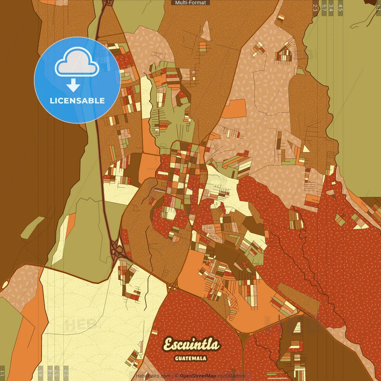 Escuintla Guatemala Farmhouse Poster Art Map Template