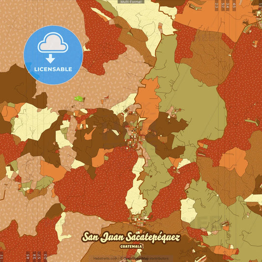 San Juan Sacatepéquez Guatemala Farmhouse Poster Art Map Template
