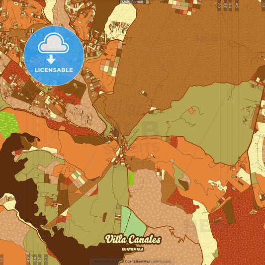 Villa Canales Guatemala Farmhouse Poster Art Map Template