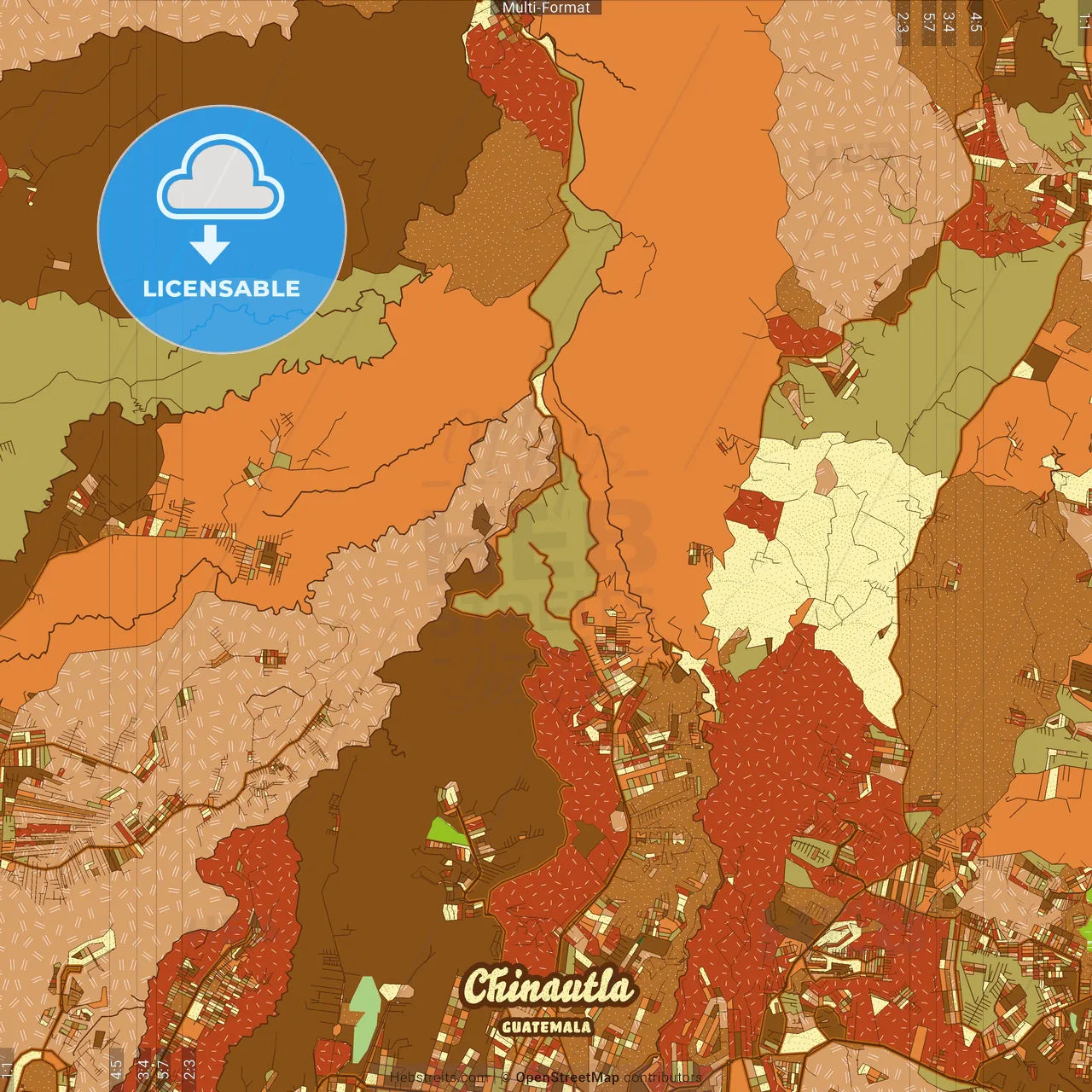 Chinautla Guatemala Farmhouse Poster Art Map Template