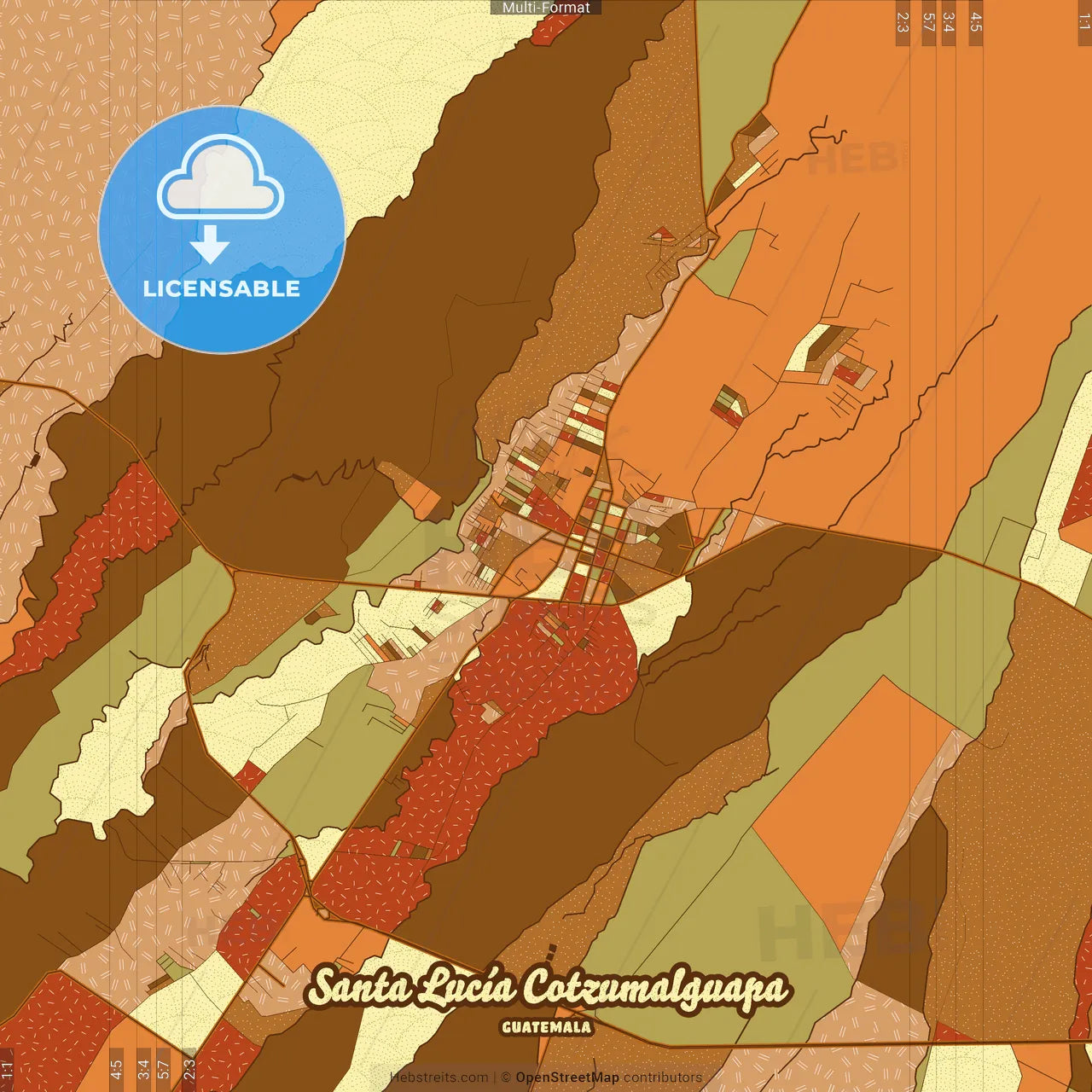 Santa Lucía Cotzumalguapa Guatemala Farmhouse Poster Art Map Template