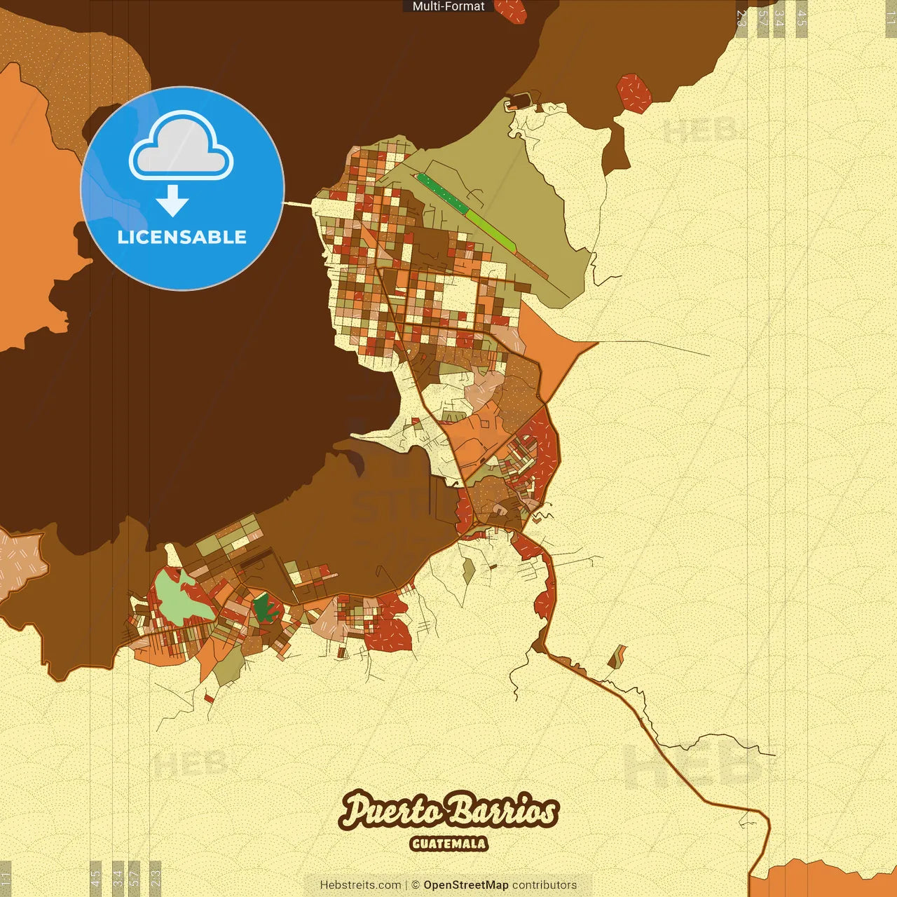 Puerto Barrios Guatemala Farmhouse Poster Art Map Template