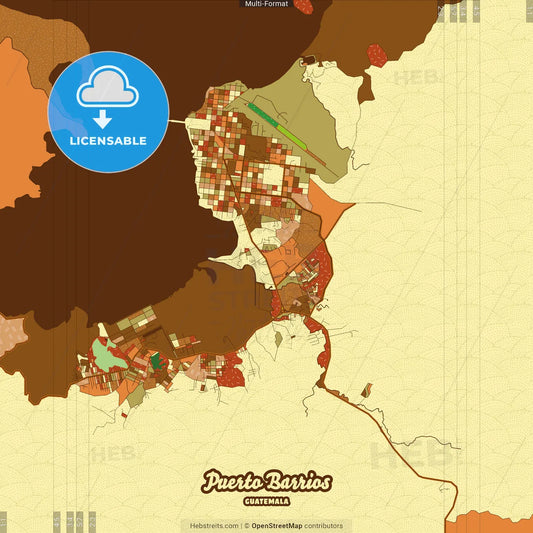 Puerto Barrios Guatemala Farmhouse Poster Art Map Template