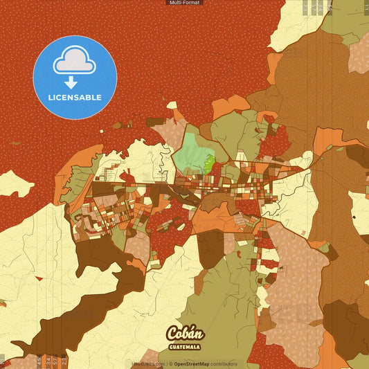 Cobán Guatemala Farmhouse Poster Art Map Template
