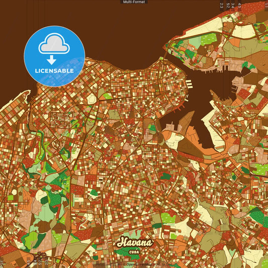 Havana Cuba Farmhouse Poster Art Map Template
