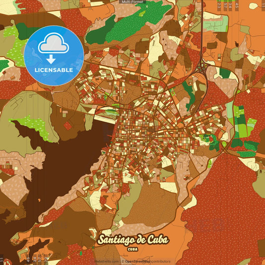 Santiago de Cuba Cuba Farmhouse Poster Art Map Template