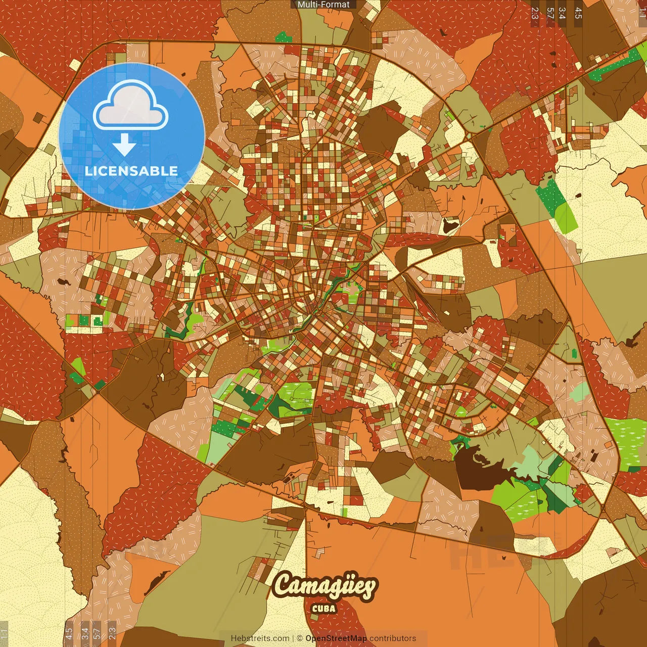 Camagüey Cuba Farmhouse Poster Art Map Template