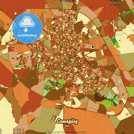Camagüey Cuba Farmhouse Poster Art Map Template