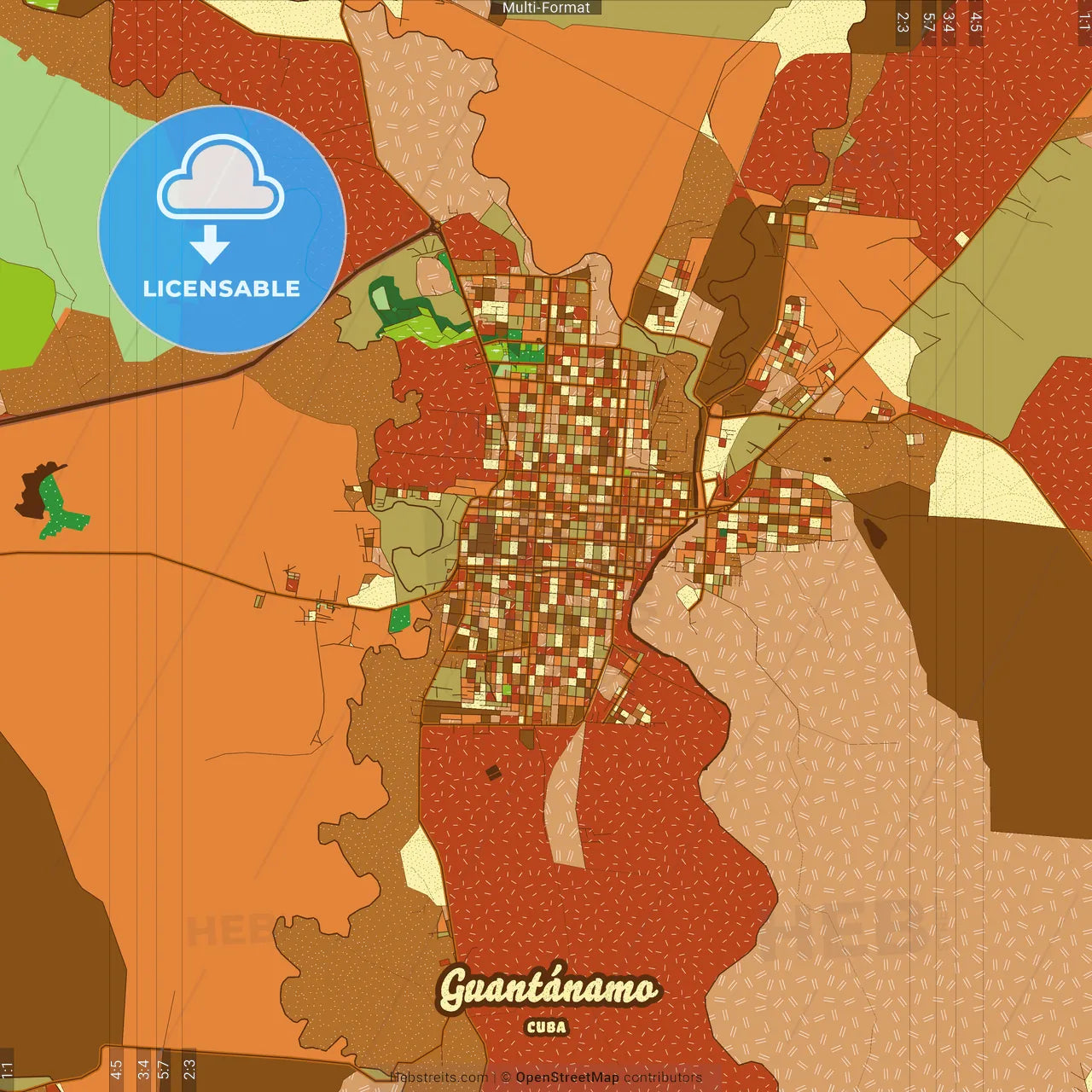 Guantánamo Cuba Farmhouse Poster Art Map Template