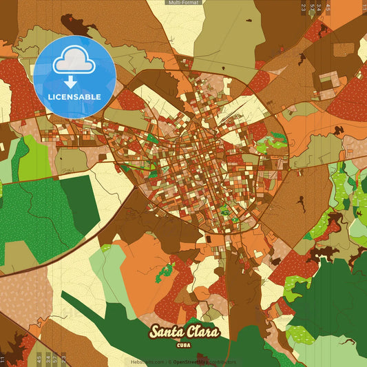 Santa Clara Cuba Farmhouse Poster Art Map Template