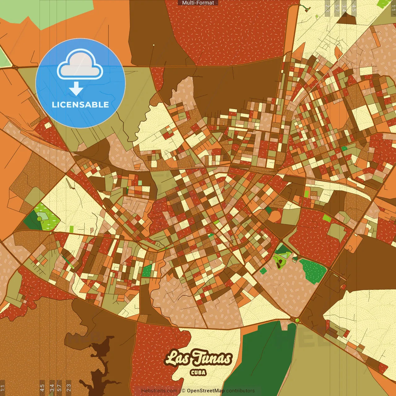 Las Tunas Cuba Farmhouse Poster Art Map Template