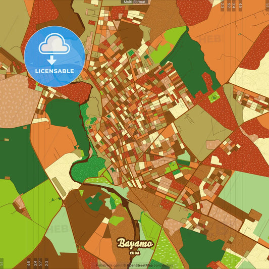 Bayamo Cuba Farmhouse Poster Art Map Template