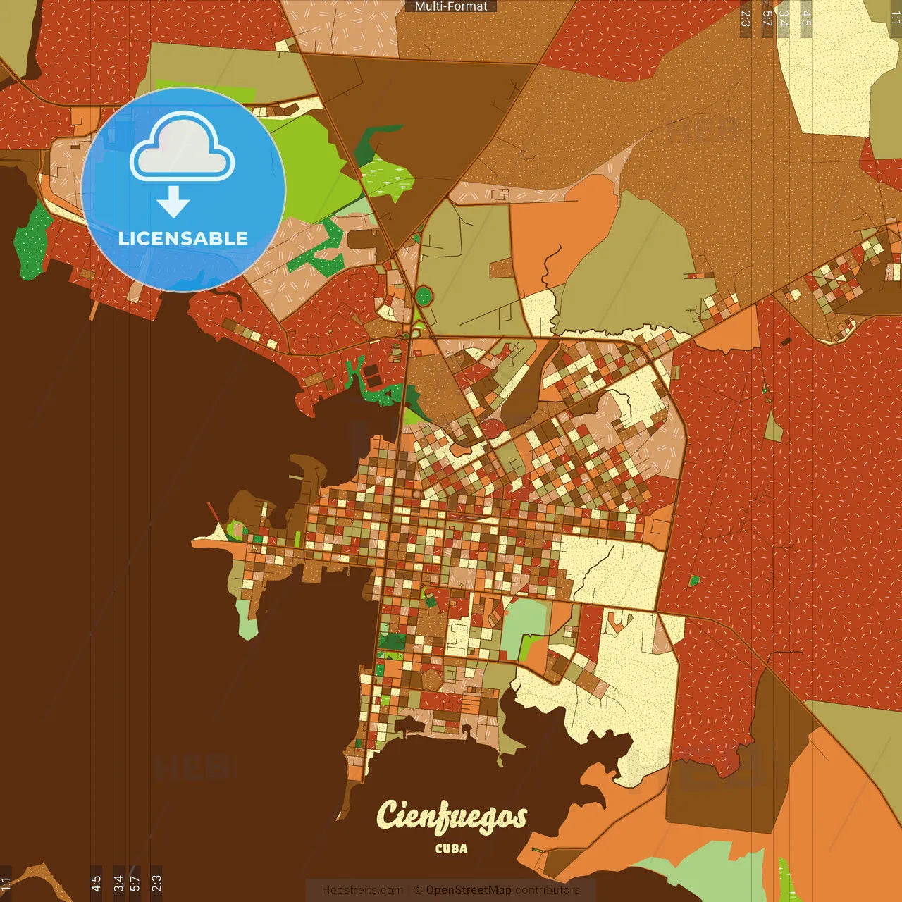 Cienfuegos Cuba Farmhouse Poster Art Map Template