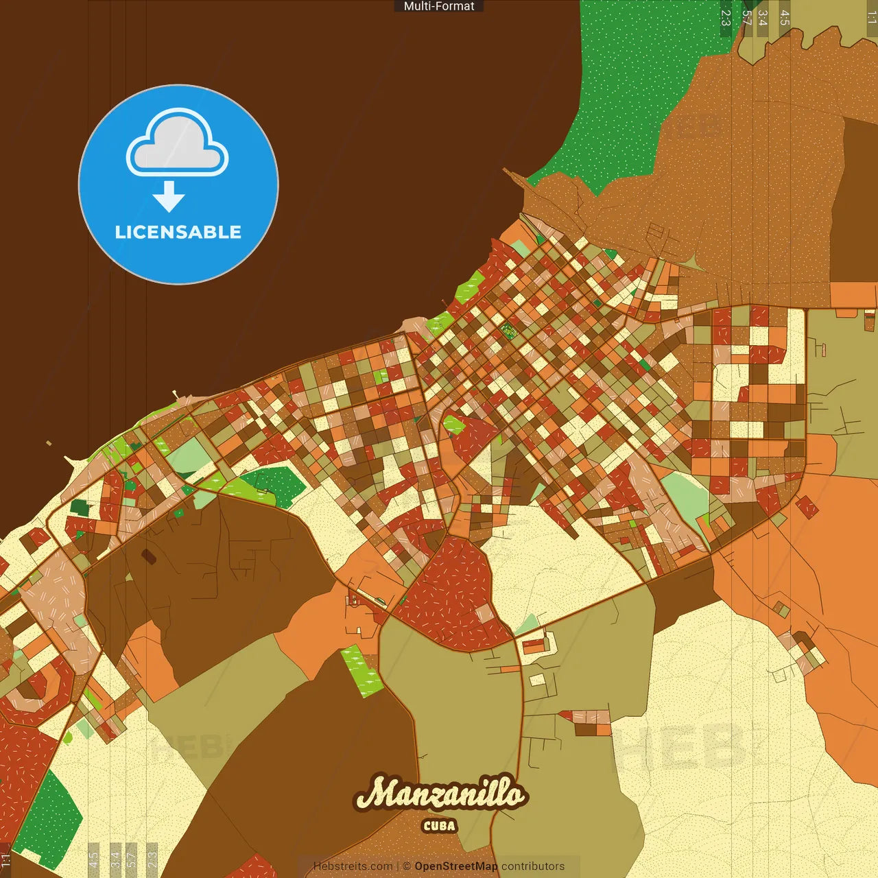 Manzanillo Cuba Farmhouse Poster Art Map Template