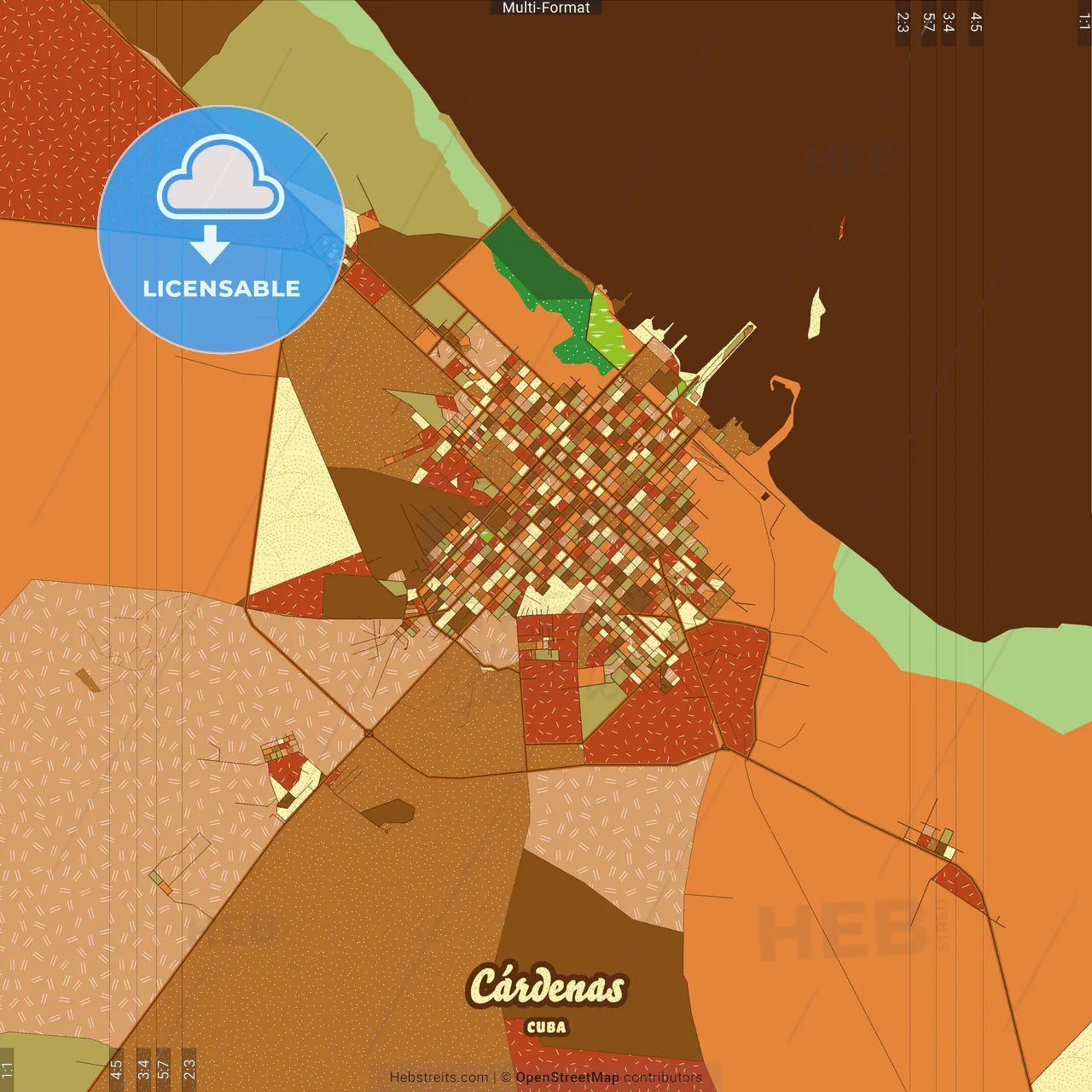 Cárdenas Cuba Farmhouse Poster Art Map Template