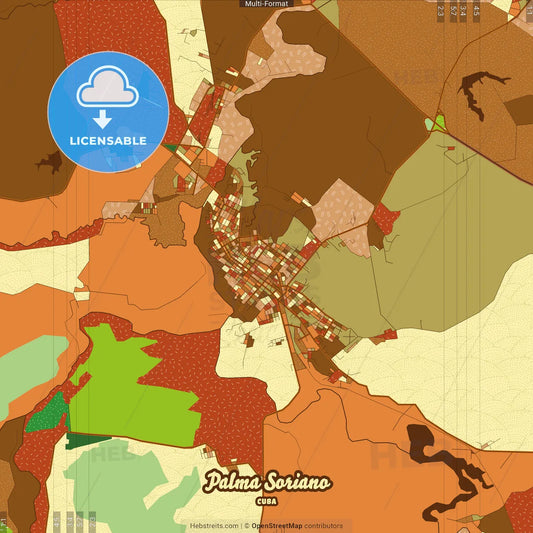 Palma Soriano Cuba Farmhouse Poster Art Map Template