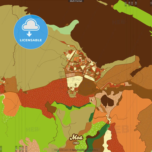Moa Cuba Farmhouse Poster Art Map Template