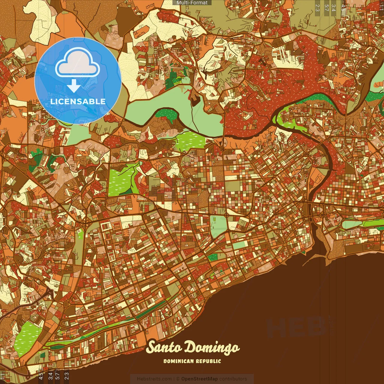 Santo Domingo Dominican Republic Farmhouse Poster Art Map Template