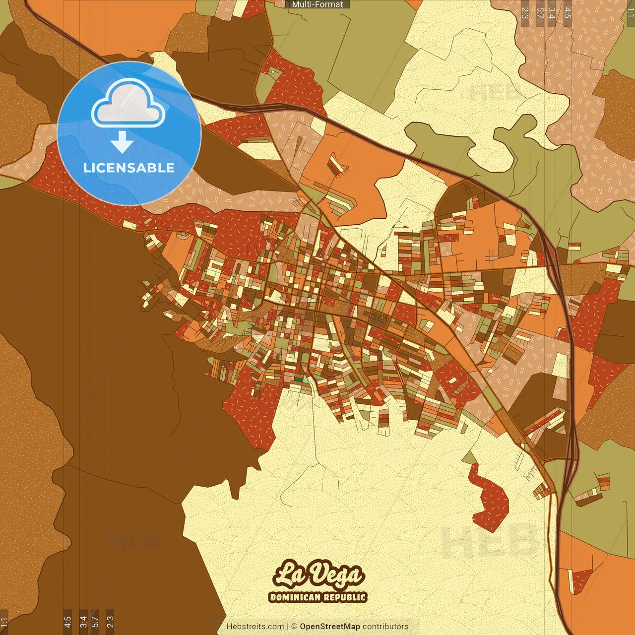 La Vega Dominican Republic Farmhouse Poster Art Map Template