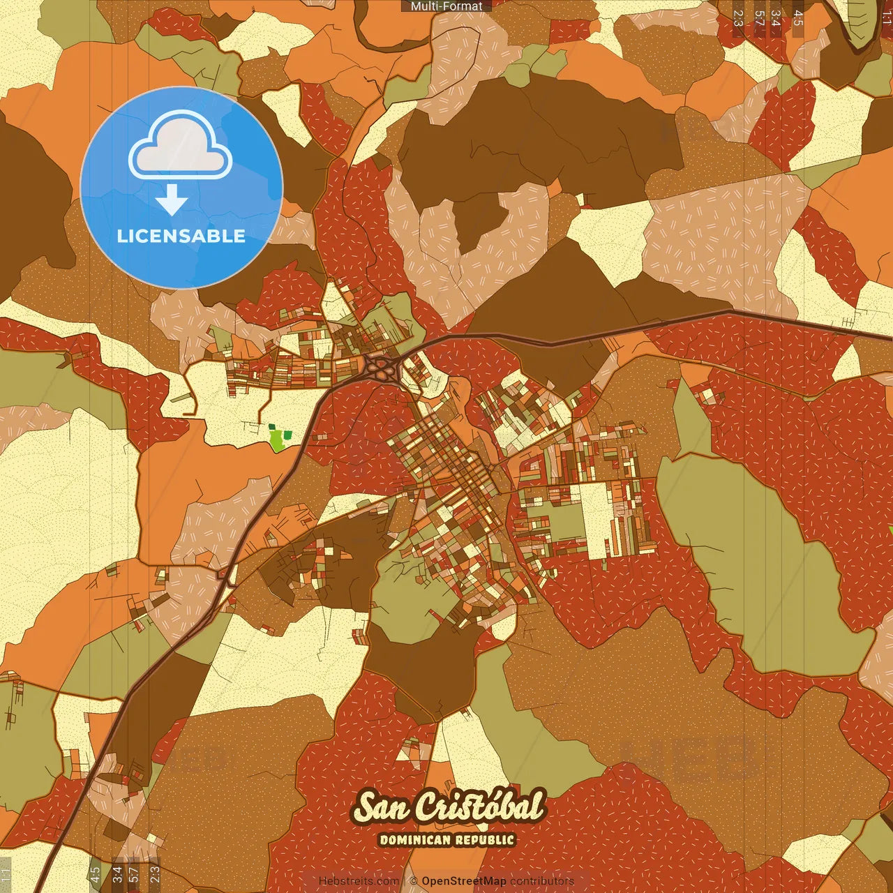 San Cristóbal Dominican Republic Farmhouse Poster Art Map Template