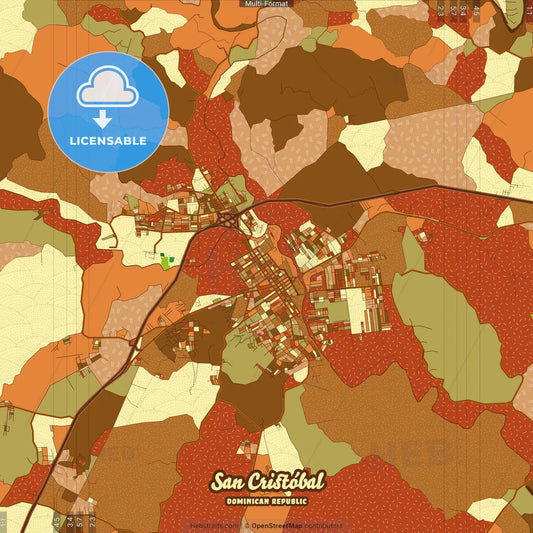 San Cristóbal Dominican Republic Farmhouse Poster Art Map Template