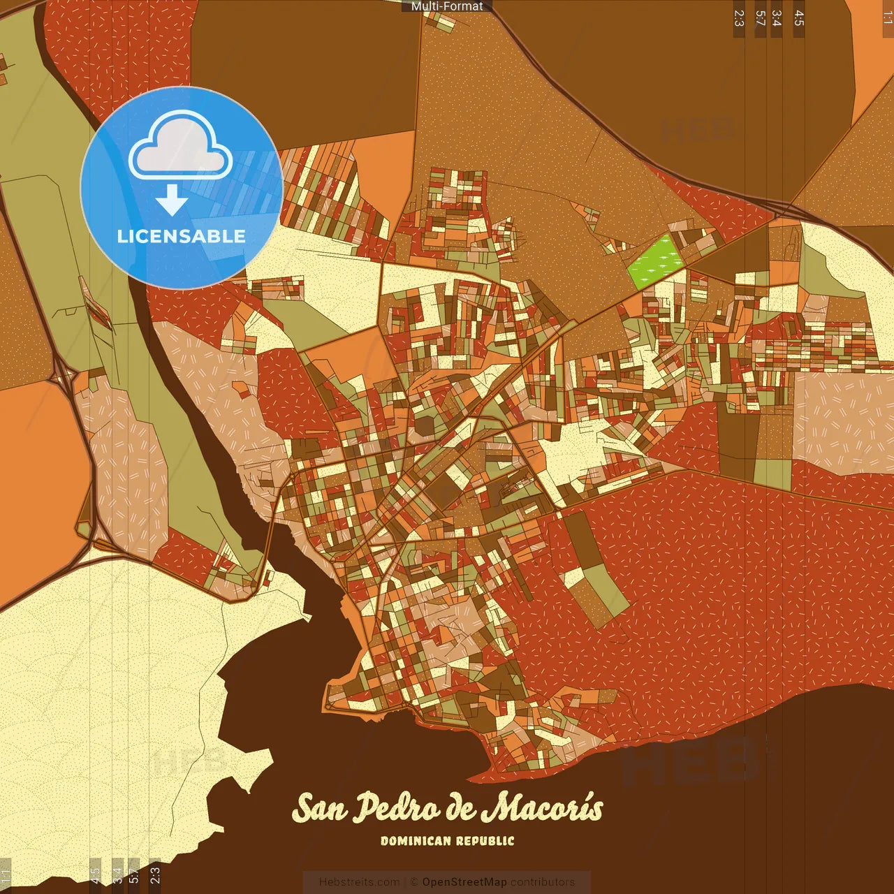 San Pedro de Macorís Dominican Republic Farmhouse Poster Art Map Template