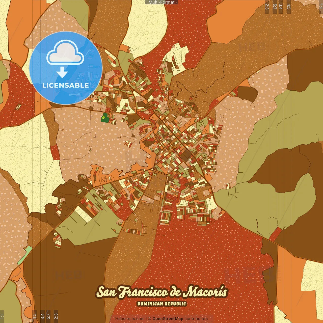 San Francisco de Macorís Dominican Republic Farmhouse Poster Art Map Template